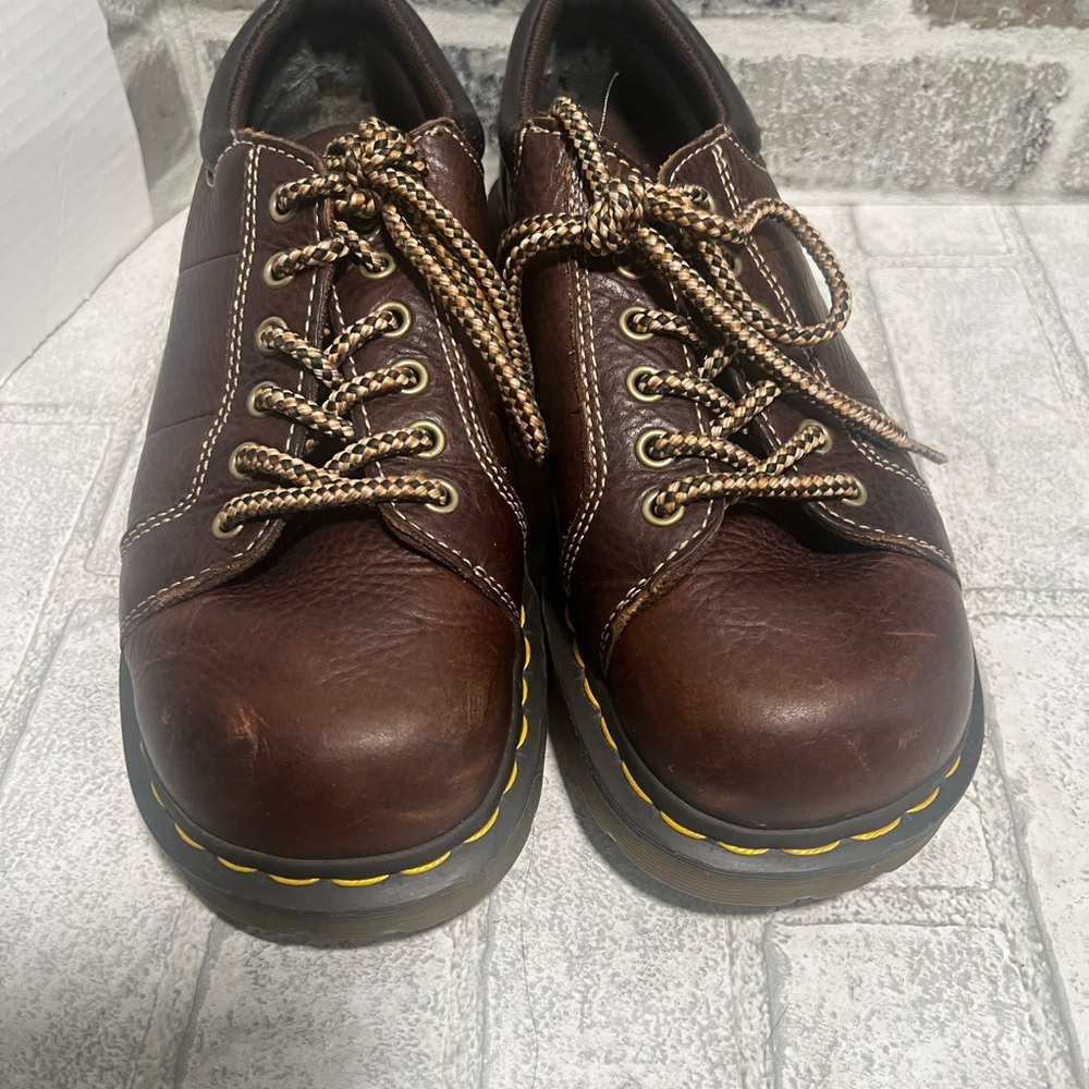 Dr. Martens Melissa Womens Size 9 Dark Brown Oiled Leather Platform Chunky Shoes - Picture 3 of 16